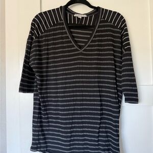 Stateside Anthropologie Black and Gray Striped Long Sleeve Top